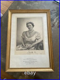 1950 Signed Framed Photo Of Queen Mother (elizabeth R)