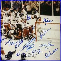 1980 USA Mens hockey team signed 16x20 photo framed 20 auto Bob Suter JSA LOA