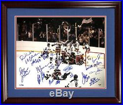 1980 USA Mens hockey team signed INS 16x20 photo framed auto Suter PSA LOA /20