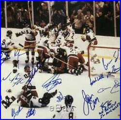 1980 USA Mens hockey team signed INS 16x20 photo framed auto Suter PSA LOA /20
