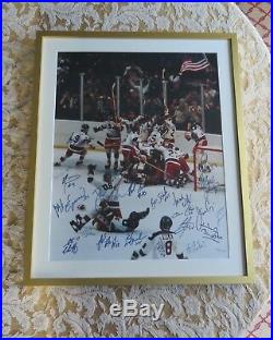 1980 USA Olympic Hockey Team Signed Photo, Framed Authenticated Herb Brooks