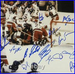 1980 USA hockey ENTIRE Team Signed 20 Auto 16x20 photo framed Bob Suter PSA LOA