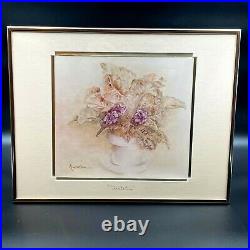 3 Vintage Beverly Reordan Floral Framed Matted Prints, Artist Signed