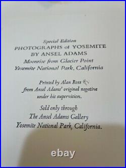 ANSEL ADAMS MOONRISE FROM GLACIER POINT YOSEMITE SPECIAL ED Gelatin Silver