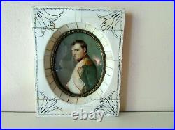 ANTIQUE FRENCH 19 th C NAPOLEON MINIATURE PAINTING SIGNED DUPRE PICTURE FRAME