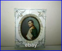 ANTIQUE FRENCH 19 th C NAPOLEON MINIATURE PAINTING SIGNED DUPRE PICTURE FRAME