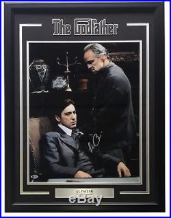 Al Pacino Signed Framed 16x20 The Godfather with Marlon Brando Photo Beckett BAS