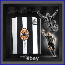 Alan Shearer Front Signed Newcastle Football Shirt Framed Picture Mount Display