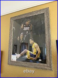 Allen Iverson Signed Framed Photo PSA COA 16x20 76ers Step Over