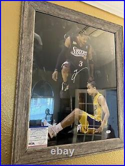 Allen Iverson Signed Framed Photo PSA COA 16x20 76ers Step Over