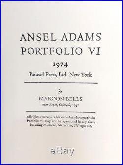 Ansel Adams Vintage Maroon Bells Colorado 1974 Gelatin Silver Print Signed COA