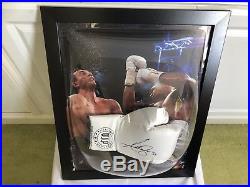 Anthony Joshua Signed White VIP Boxing Glove Dome Framed + photo Proof + COA