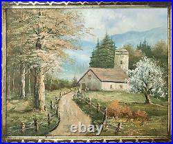 Antique Eastlake Victorian Picture Frame Gilt Oil Painting Landscape Barn Signed