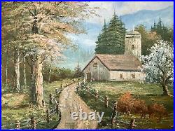 Antique Eastlake Victorian Picture Frame Gilt Oil Painting Landscape Barn Signed
