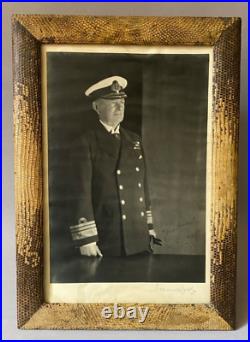 Antique Presentation Signed Photo Admiral Sir Alexander Duff in Snakeskin Frame