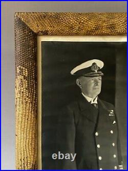 Antique Presentation Signed Photo Admiral Sir Alexander Duff in Snakeskin Frame