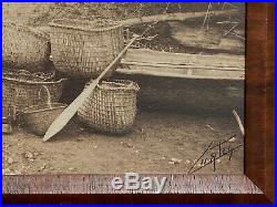 Antique SIGNED Edward Curtis Platinum Photo Puget Sound Native Indian Baskets