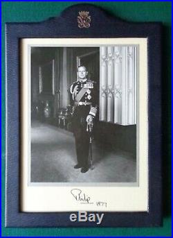 Antique Signed Royal Presentation Photo Frame Prince Philip Duke Edinburgh 1977