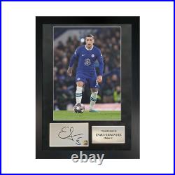 Authentic hand-signed Enzo Fernández Chelsea Single Photo A3 Frame With COA