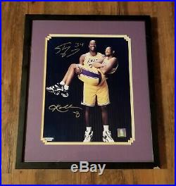 Autographed Kobe Bryant & Shaq LAKERS 11X14 PHOTO Dual Signed 17X20 Framed COA