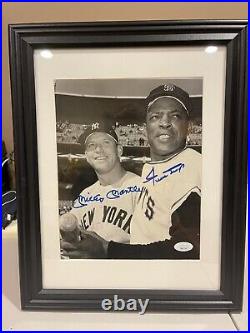 Autographed Mickey Mantle Willie Mays Signed 8x10 Photo Framed HOF MLB JSA LOA