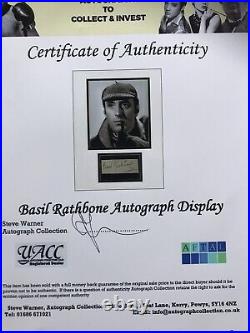 BASIL RATHBONE 1892-1967 (British Actor) SIGNED CARD 20 x 16 FRAMED PHOTO. COA