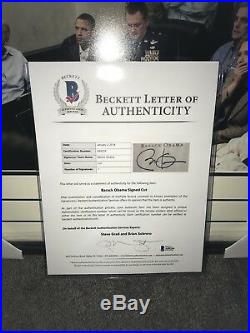 Barack Obama Signed Framed Cut (War Room) 11x14 Photo Beckett BAS LOA