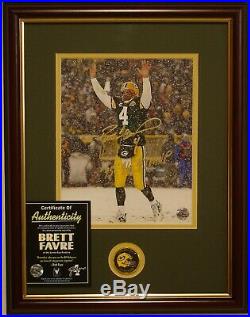 Brett Favre signed framed Snow photo withinscription Green Bay Packers Favre COA
