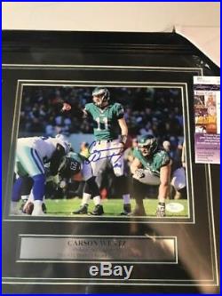 Carson Wentz Autograph Signed Eagles 8x10 Photo Collage Framed JSA