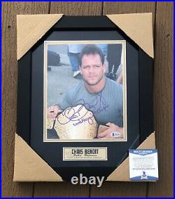 Chris Benoit Signed & Inscribed Framed WWE World Champion 8x10 Photo BAS COA
