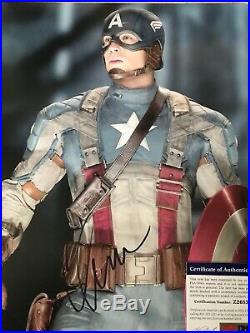Chris Evans Captain America SIGNED AUTOGRAPH COA Avengers 11x14 Photo Framed PSA
