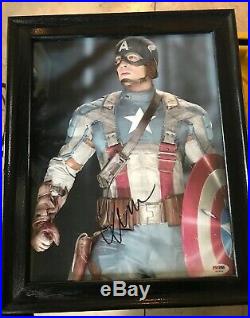 Chris Evans Captain America SIGNED AUTOGRAPH COA Avengers 11x14 Photo Framed PSA