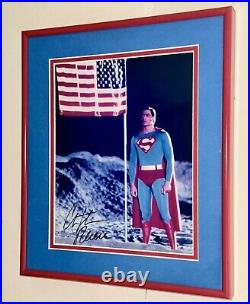 Christopher Reeve Signed Framed Superman Clark Kent Movie Photo with COA DC Comics