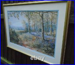 Country/ woodland scene picture with lavender, trees signed by artist in gilt f