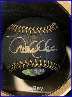 DEREK JETER Framed Photo & Signed Black Ball Baseball Autographed Steiner HOF