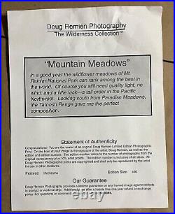 DOUG REMIEN Mountain Meadows Mt Rainer Park 156/400 Limited Signed Framed Photo