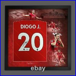 Diogo Jota Signed Liverpool Fc Football Shirt In A Framed Picture Mount Display