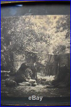 EDWARD S CURTIS Signed Stamped PLATINUM PRINT Photo PREPARING FOR WINTER 1906