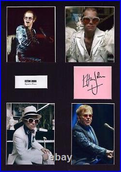 Elton John Hand Signed Mounted & Framed Photo Montage Signed COA Great Gift
