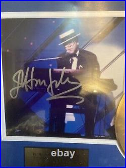 Elton John Your Song Gold Vinyl & Signed Autograph Photo With COA Framed Rare