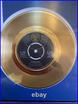 Elton John Your Song Gold Vinyl & Signed Autograph Photo With COA Framed Rare