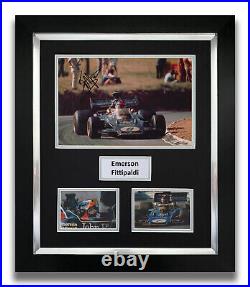 Emerson Fittipaldi Hand Signed Framed Photo Display F1 Autograph 1