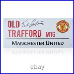 Eric Cantona Signed Manchester United Street Sign. Framed