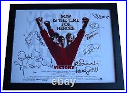 Escape to Victory Signed Autograph x9 16x12 framed photo display Film AFTAL COA