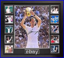 FRAMED ANDY MURRAY SIGNED 16x20 WIMBLEDON CHAMPION PHOTO OUR EXCLUSIVE SIGNING