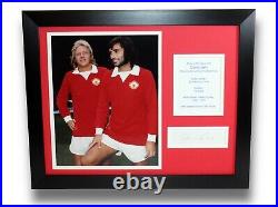 FRAMED Denis Law Manchester United Hand SIGNED Autograph Photo Display Mount COA