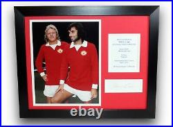 FRAMED Denis Law Manchester United Hand SIGNED Autograph Photo Display Mount COA