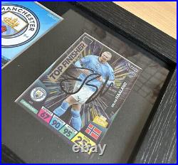FRAMED Manchester City Erling Haaland Signed Card Autographed Display