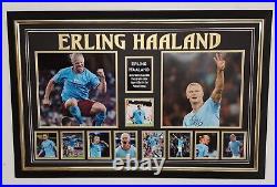 FRAMED Manchester City Erling Haaland Signed Photo Autographed Picture Display