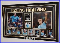 FRAMED Manchester City Erling Haaland Signed Photo Autographed Picture Display